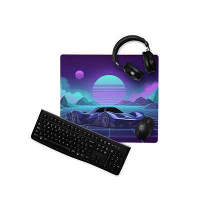 Red Bull RB17 Inspired Blue Purple Vaporwave Gaming Mouse Pad – Neon Cyber Grid Desk Mat, Retro Futuristic Hypercar Digital Artwork