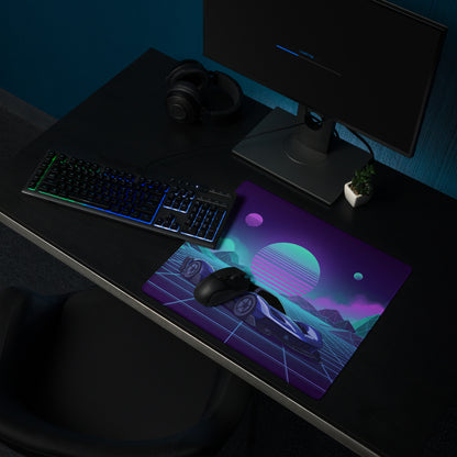 Red Bull RB17 Inspired Blue Purple Vaporwave Gaming Mouse Pad – Neon Cyber Grid Desk Mat, Retro Futuristic Hypercar Digital Artwork