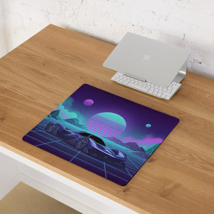 Red Bull RB17 Inspired Blue Purple Vaporwave Gaming Mouse Pad – Neon Cyber Grid Desk Mat, Retro Futuristic Hypercar Digital Artwork