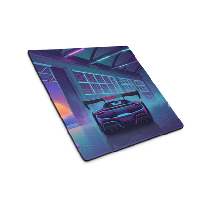 Ferrari SF90 XX Stradale Inspired Purple Cyan Vaporwave Gaming Mouse Pad – Neon Sunset Garage Desk Mat, Retro Futuristic Race Car Digital Artwork