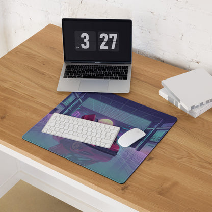 McLaren 720S Inspired Red Purple Vaporwave Gaming Mouse Pad – Neon Sunset Garage Desk Mat, Retro Futuristic Supercar Digital Artwork