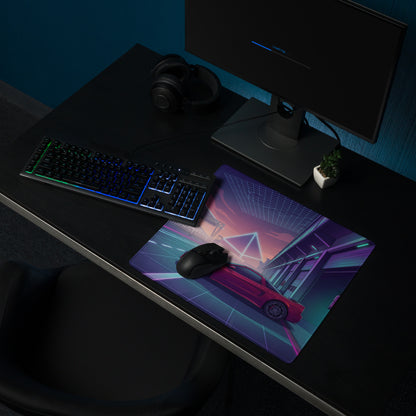 Acura NSX Inspired Red Purple Vaporwave Gaming Mouse Pad – Neon Racetrack Garage Desk Mat, Retro Futuristic JDM Supercar Digital Artwork
