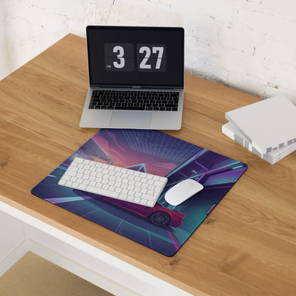 Acura NSX Inspired Red Purple Vaporwave Gaming Mouse Pad – Neon Racetrack Garage Desk Mat, Retro Futuristic JDM Supercar Digital Artwork