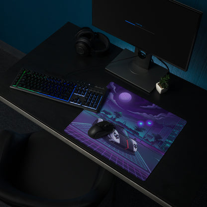 Pagani Zonda Cinque Inspired White Purple Vaporwave Gaming Mouse Pad – Neon Cyber City Desk Mat, Retro Futuristic Hypercar Digital Artwork