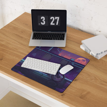 BMW R 18 Inspired Café Racer Purple Vaporwave Gaming Mouse Pad – Neon Cyberpunk Garage Desk Mat, Retro Futuristic Motorcycle Artwork