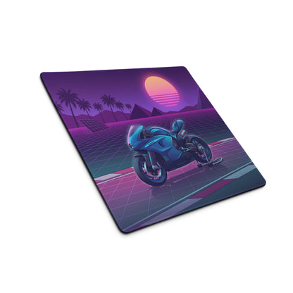 MV Agusta Superveloce 800 Inspired Teal Purple Vaporwave Gaming Mouse Pad – Neon Sunset Grid Desk Mat, Retro Futuristic Synthwave Sportbike Art