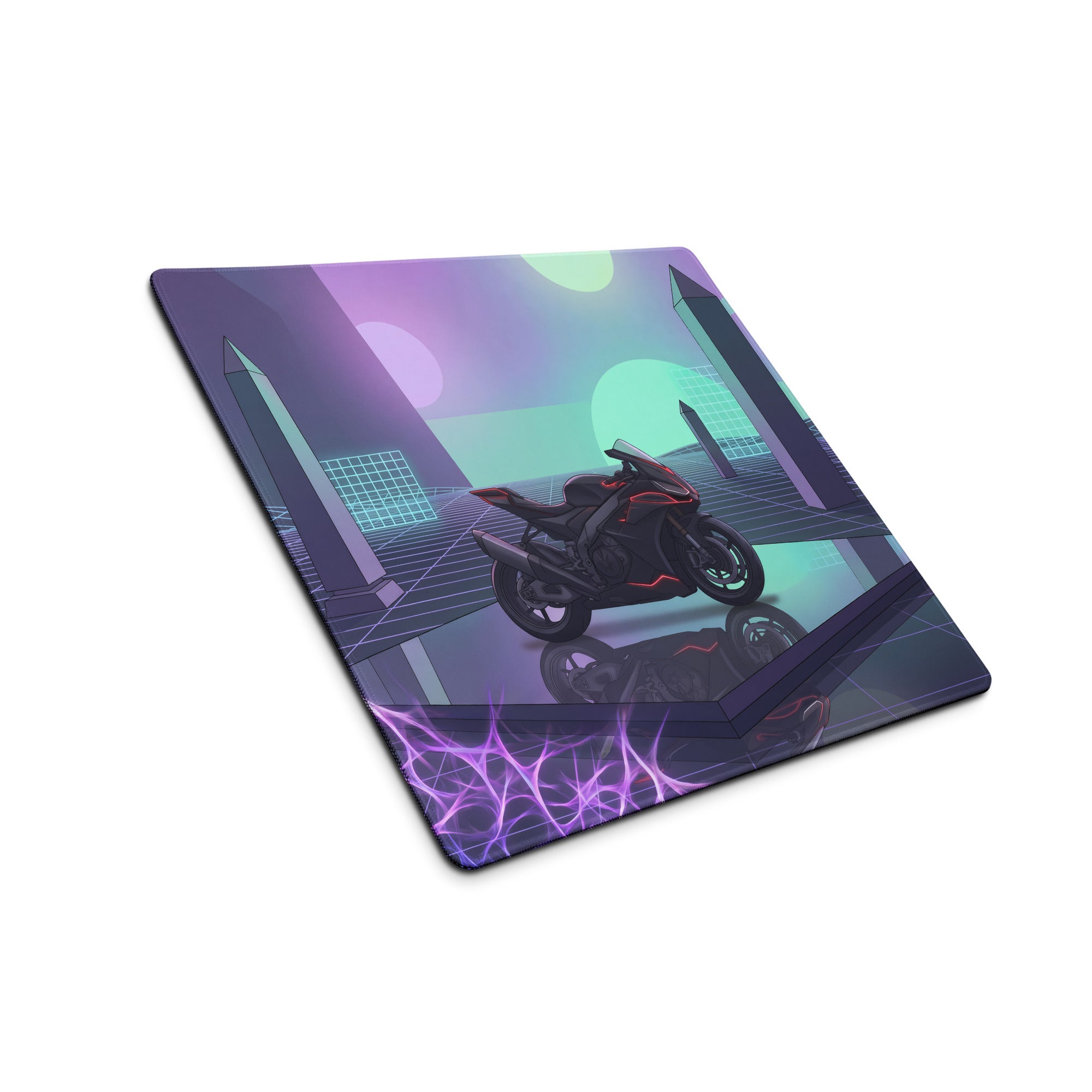 Aprilia RSV4 1100 Inspired Black Pink Vaporwave Gaming Mouse Pad – Neon Geometric Grid Desk Mat, Retro Futuristic Synthwave Superbike Digital Art