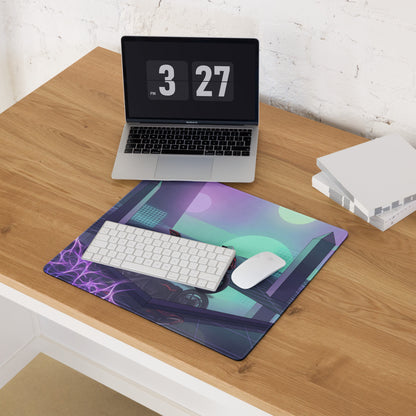 Aprilia RSV4 1100 Inspired Black Pink Vaporwave Gaming Mouse Pad – Neon Geometric Grid Desk Mat, Retro Futuristic Synthwave Superbike Digital Art
