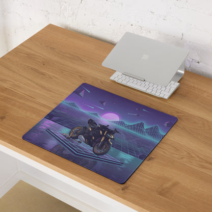 Ducati Streetfighter V4S Inspired White Purple Vaporwave Gaming Mouse Pad – Neon Grid Dreamscape Desk Mat, Retro Futuristic Superbike Digital Art