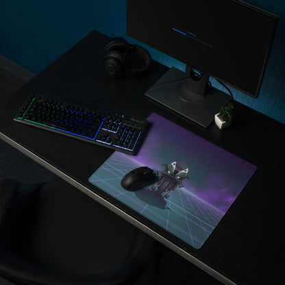 BMW M1000RR Inspired Green Purple Vaporwave Gaming Mouse Pad – Neon Grid Desk Mat, Moody Retro Futuristic Sportbike Digital Art