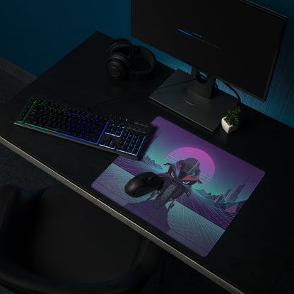 BMW M1000RR Inspired Blue Red Vaporwave Gaming Mouse Pad – Neon Cyber Grid Desk Mat, Retro Futuristic Superbike Digital Art
