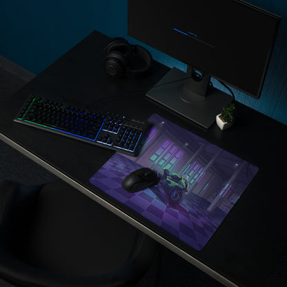 BMW S1000RR Inspired Green Purple Vaporwave Gaming Mouse Pad – Neon Cyber Garage Desk Mat, Retro Futuristic Sportbike Vector Art