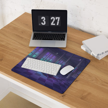 BMW S1000RR Inspired Green Purple Vaporwave Gaming Mouse Pad – Neon Cyber Garage Desk Mat, Retro Futuristic Sportbike Vector Art