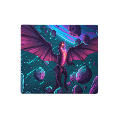 Vaporwave neon dragon pad gaming mousepad featuring vibrant cosmic design with glowing pink and purple wings and orange eyes