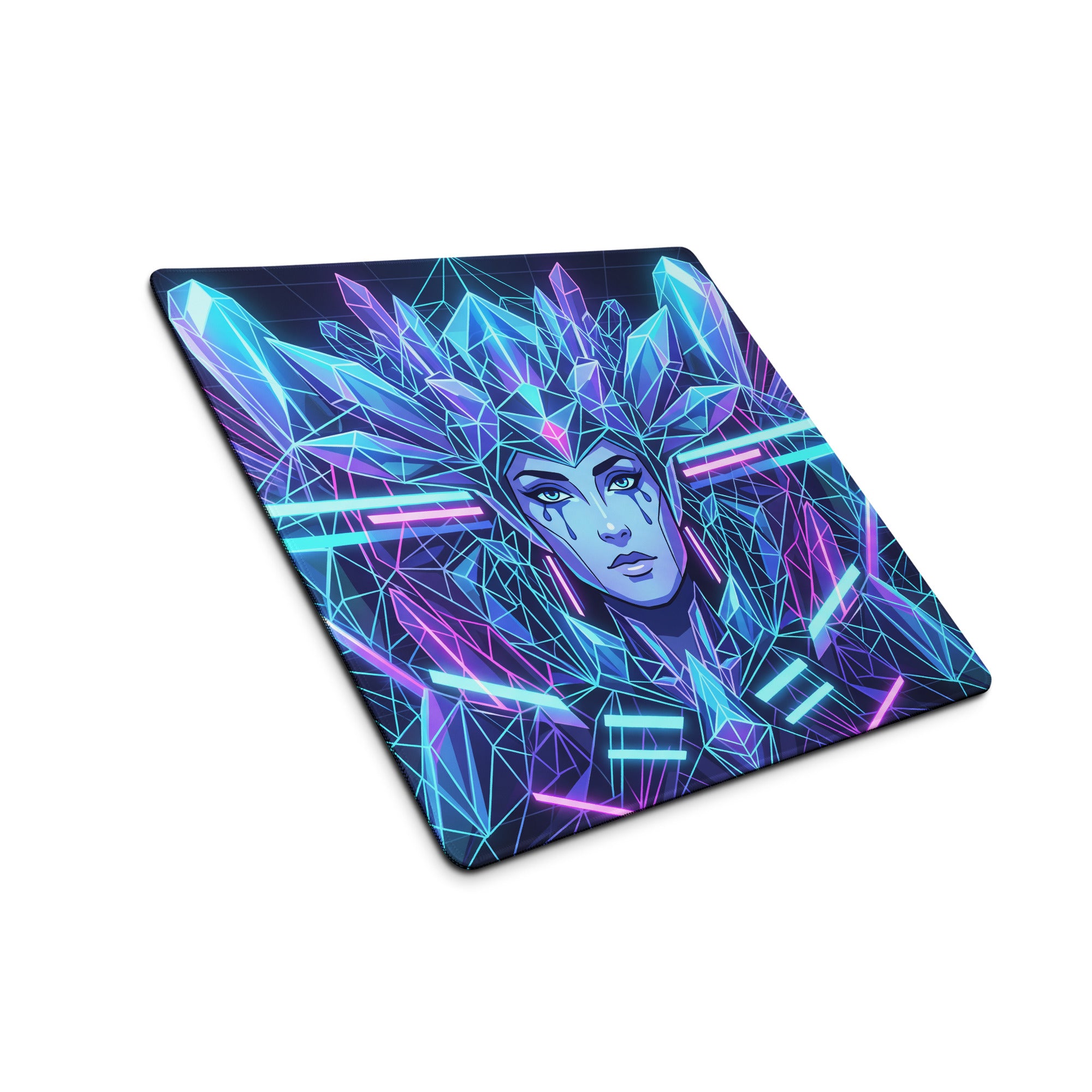 Vaporwave Neon Crystal Mouse Pad - Mouse Pad Neon Blue Purple Desk Setup Vaporwave Retro Mood Neon Decor Mat Digital Art