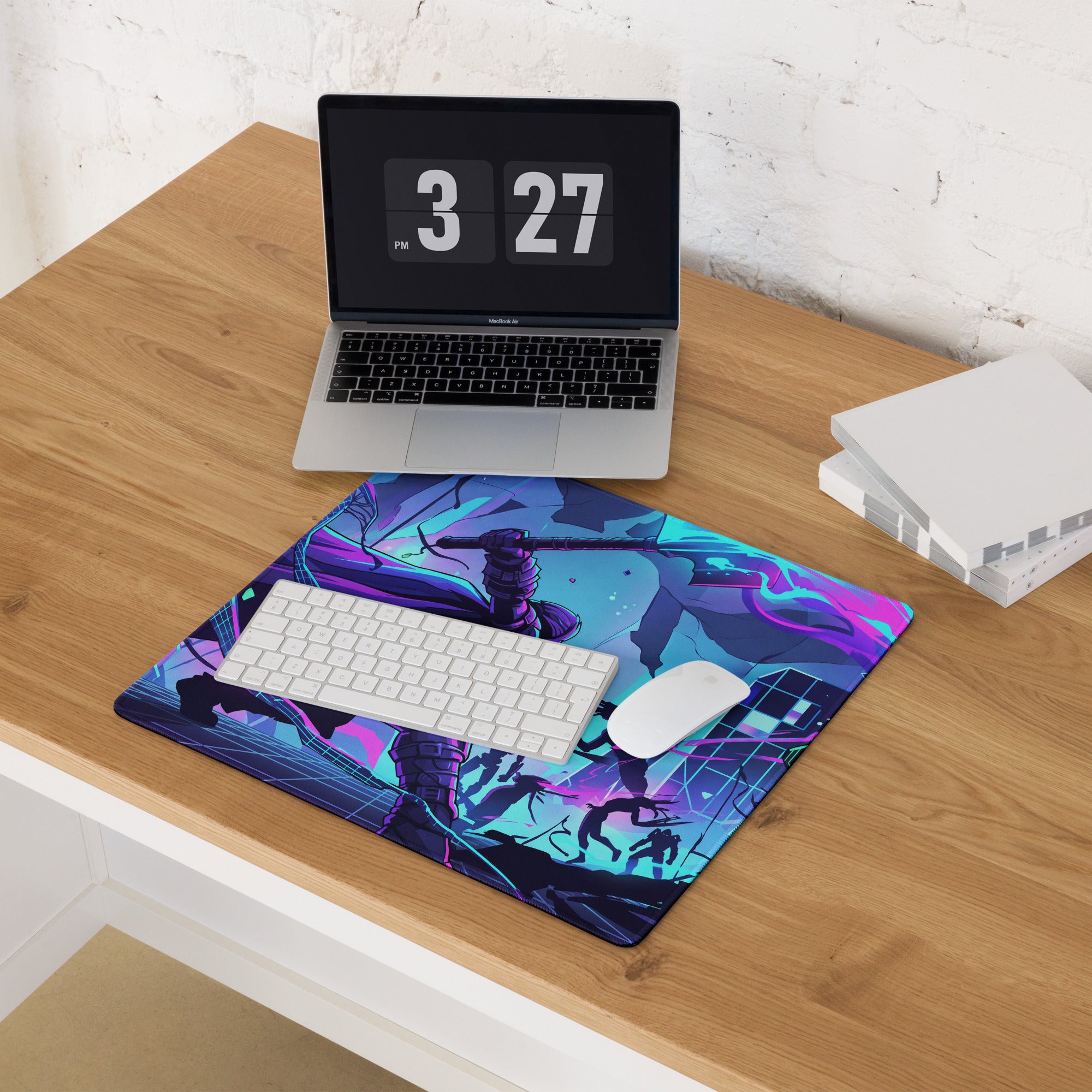Vaporwave Neon Mouse Pad - Gaming Mouse Pad Neon Purple Blue Vaporwave Mood Nostalgic Futuristic Cyberpunk Desk Mat