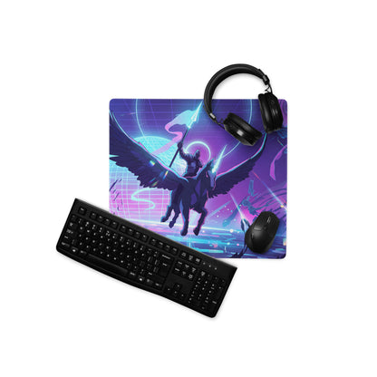Neon Vaporwave Winged Pad - Gaming Mouse Pad Neon Purple Blue Desktop Vaporwave Futuristic Neon Desk Decor Digital Art