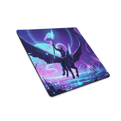 Neon Vaporwave Winged Pad - Gaming Mouse Pad Neon Purple Blue Desktop Vaporwave Futuristic Neon Desk Decor Digital Art