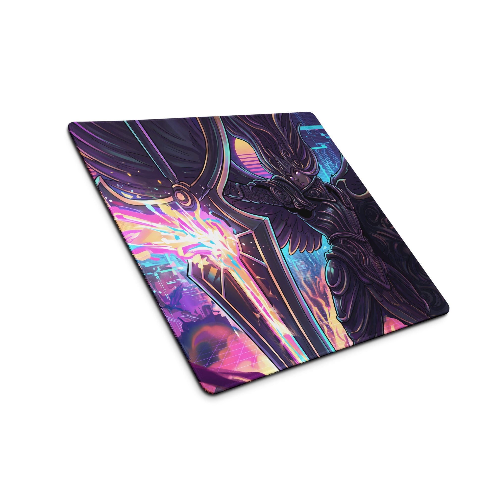 Vaporwave Neon Goddess Mouse Pad - Vaporwave Goddess Neon Purple Pink Gaming Setup Retro Futurism Cyberpunk Desk Digital