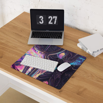 Vaporwave Neon Goddess Mouse Pad - Vaporwave Goddess Neon Purple Pink Gaming Setup Retro Futurism Cyberpunk Desk Digital