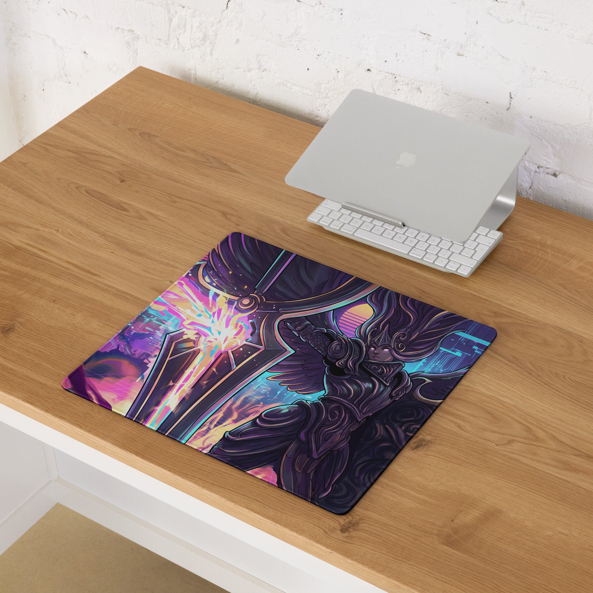 Vaporwave Neon Goddess Mouse Pad - Vaporwave Goddess Neon Purple Pink Gaming Setup Retro Futurism Cyberpunk Desk Digital