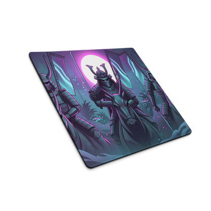 Neon Vaporwave Samurai Mouse Pad - Samurai Neon Purple Pink Vaporwave Energetic Retro Neon Decor Gaming Mat Digital Art