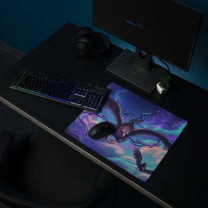 Vaporwave Phoenix Gaming Mouse Pad - Phoenix Purple Blue Pink Neon Gaming Desk Vaporwave Epic Retro Futurism Digital Art