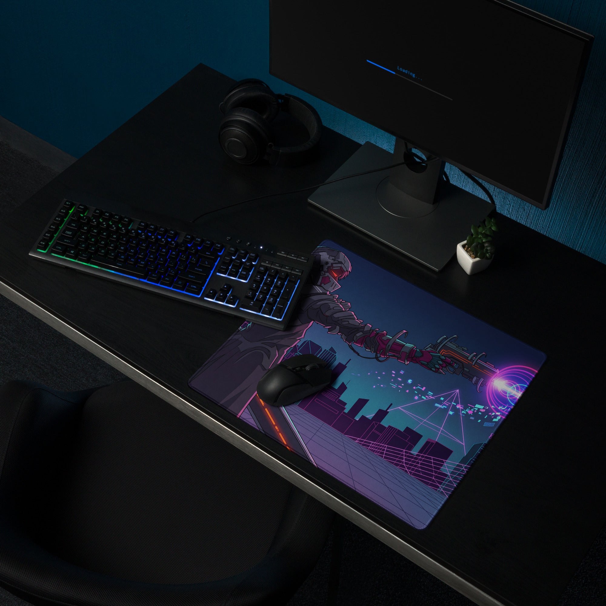 Neon Vaporwave Mouse Pad - Gaming Mouse Pad Pink Purple Blue Desk Vaporwave - Dreamy Mood Cyberpunk Retro Futurism Desk Mat