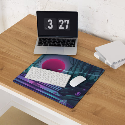 Vaporwave Neon Forest Mouse Pad - Mouse Pad Neon Pink Purple Desk Gaming Cyberpunk Dreamy Nostalgic Retro Aesthetic