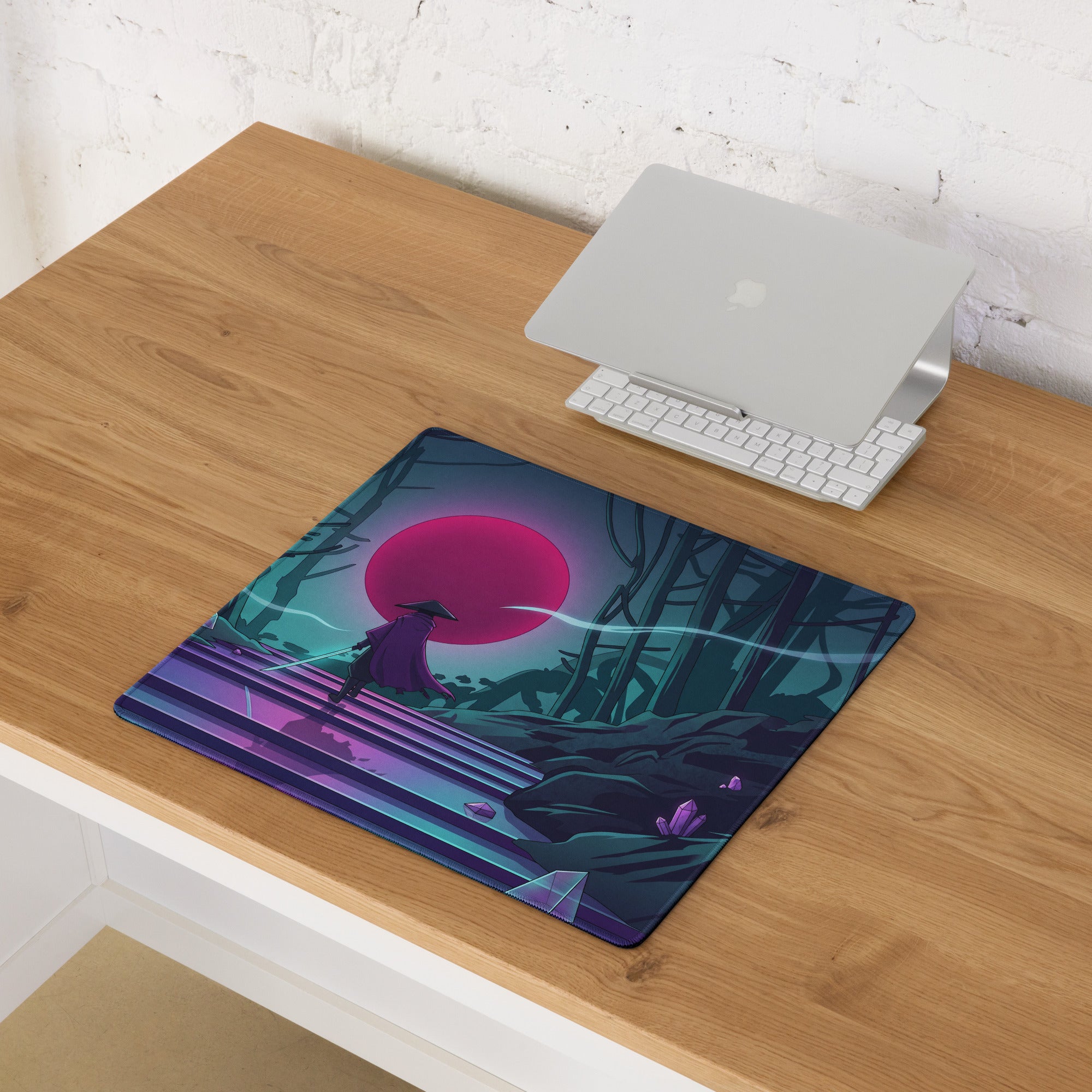 Vaporwave Neon Forest Mouse Pad - Mouse Pad Neon Pink Purple Desk Gaming Cyberpunk Dreamy Nostalgic Retro Aesthetic