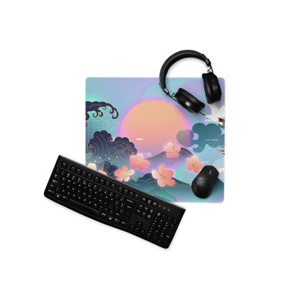 Vaporwave Neon Sakura Mouse Pad - Mouse Pad Neon Purple Turquoise Vaporwave Nostalgia Aesthetic Desk Digital Art