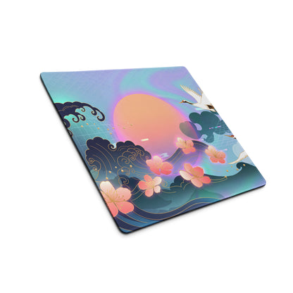 Vaporwave Neon Sakura Mouse Pad - Mouse Pad Neon Purple Turquoise Vaporwave Nostalgia Aesthetic Desk Digital Art