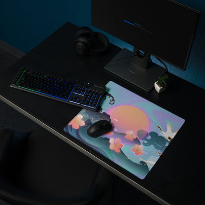 Vaporwave Neon Sakura Mouse Pad - Mouse Pad Neon Purple Turquoise Vaporwave Nostalgia Aesthetic Desk Digital Art