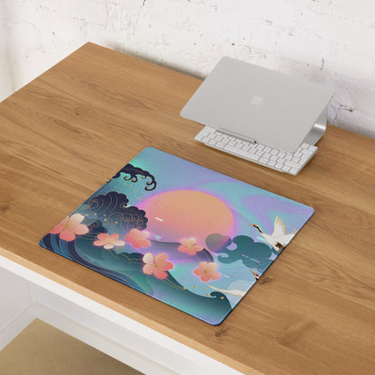 Vaporwave Neon Sakura Mouse Pad - Mouse Pad Neon Purple Turquoise Vaporwave Nostalgia Aesthetic Desk Digital Art