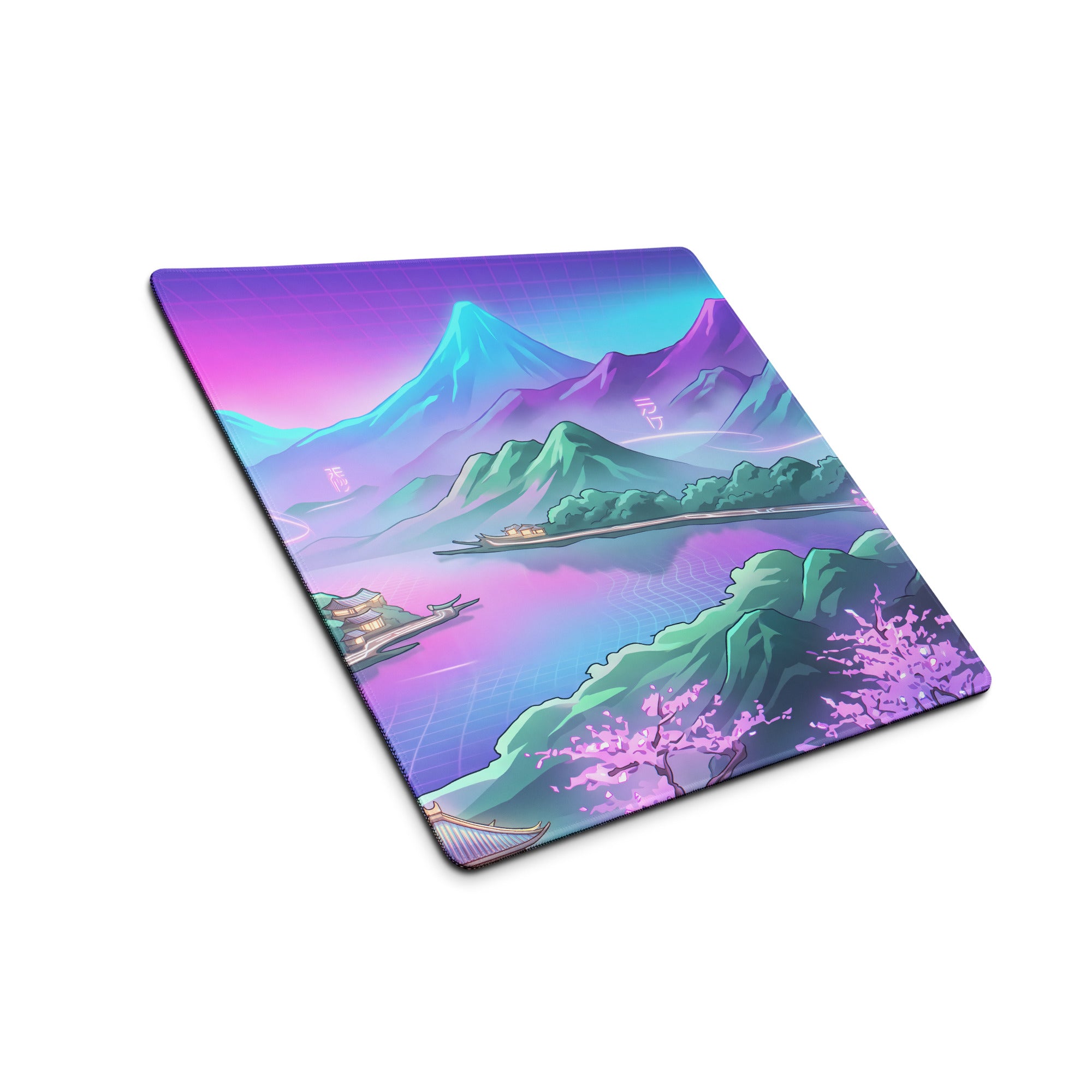 Vaporwave Mountain Mirage Mouse Pad - Vaporwave Mouse Pad Purple Pink Blue Gaming Retrofuturism Neon Mood Artwork