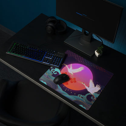 Vaporwave Moonrise Mouse Pad - Mouse Pad Purple Pink Blue Gaming Vaporwave Dreamy Neon Mood Modern Desk Decor Digital