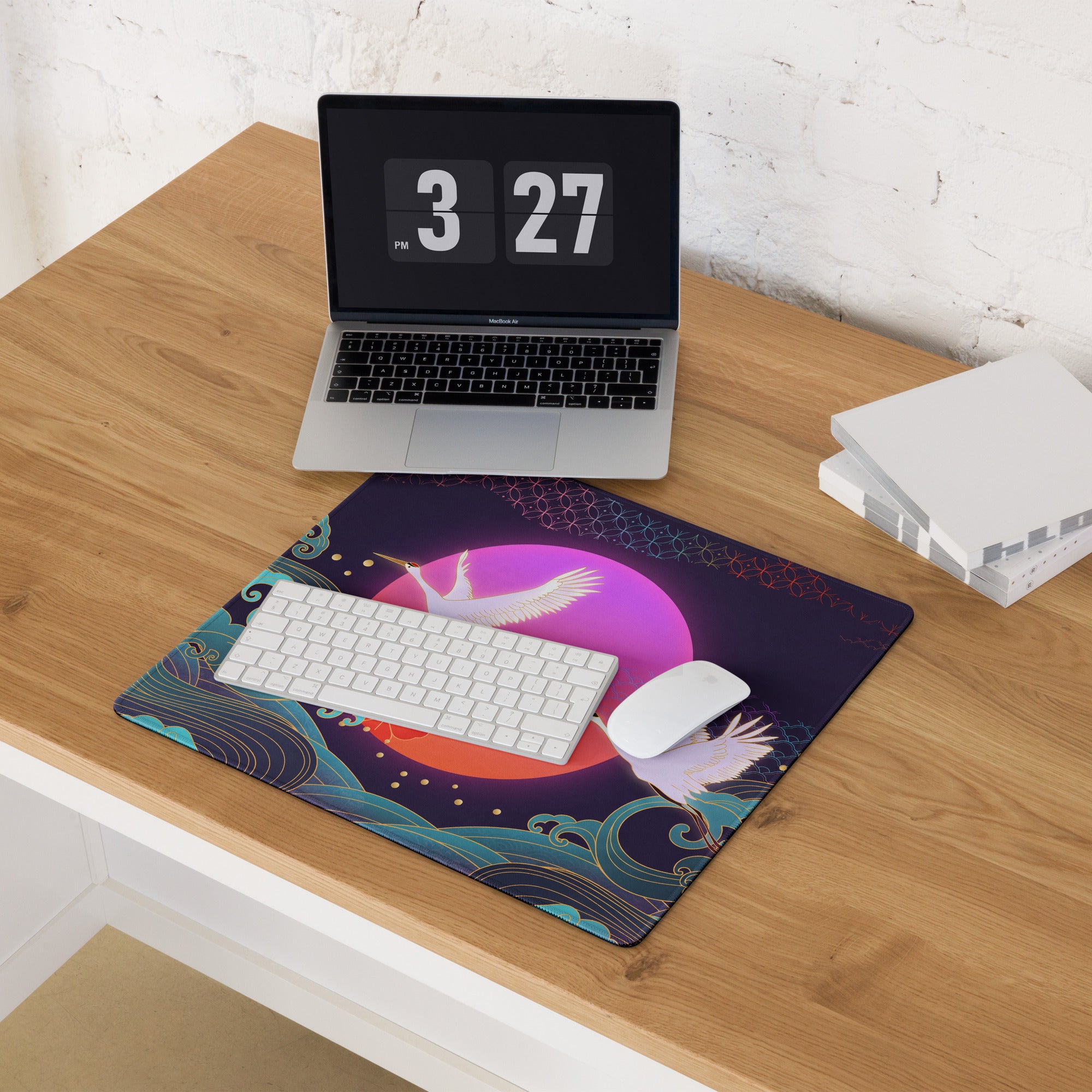 Vaporwave Moonrise Mouse Pad - Mouse Pad Purple Pink Blue Gaming Vaporwave Dreamy Neon Mood Modern Desk Decor Digital
