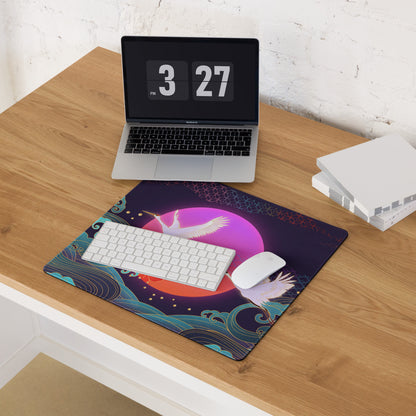 Vaporwave Moonrise Mouse Pad - Mouse Pad Purple Pink Blue Gaming Vaporwave Dreamy Neon Mood Modern Desk Decor Digital