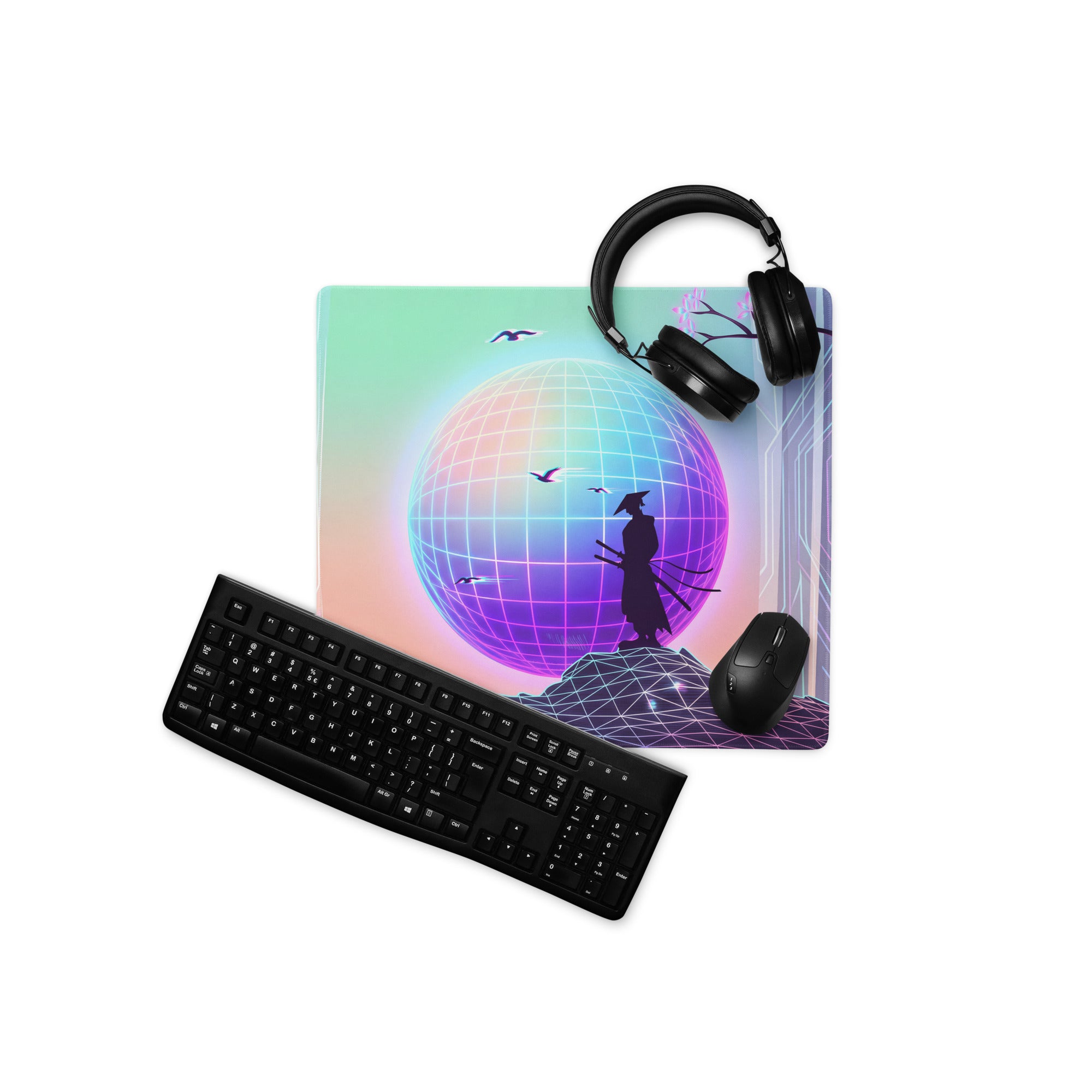 Vaporwave Neon World Mouse Pad - Mouse Pad Neon Pink Blue Desk Setup Vaporwave Dreamy Nostalgic Futurism Mat