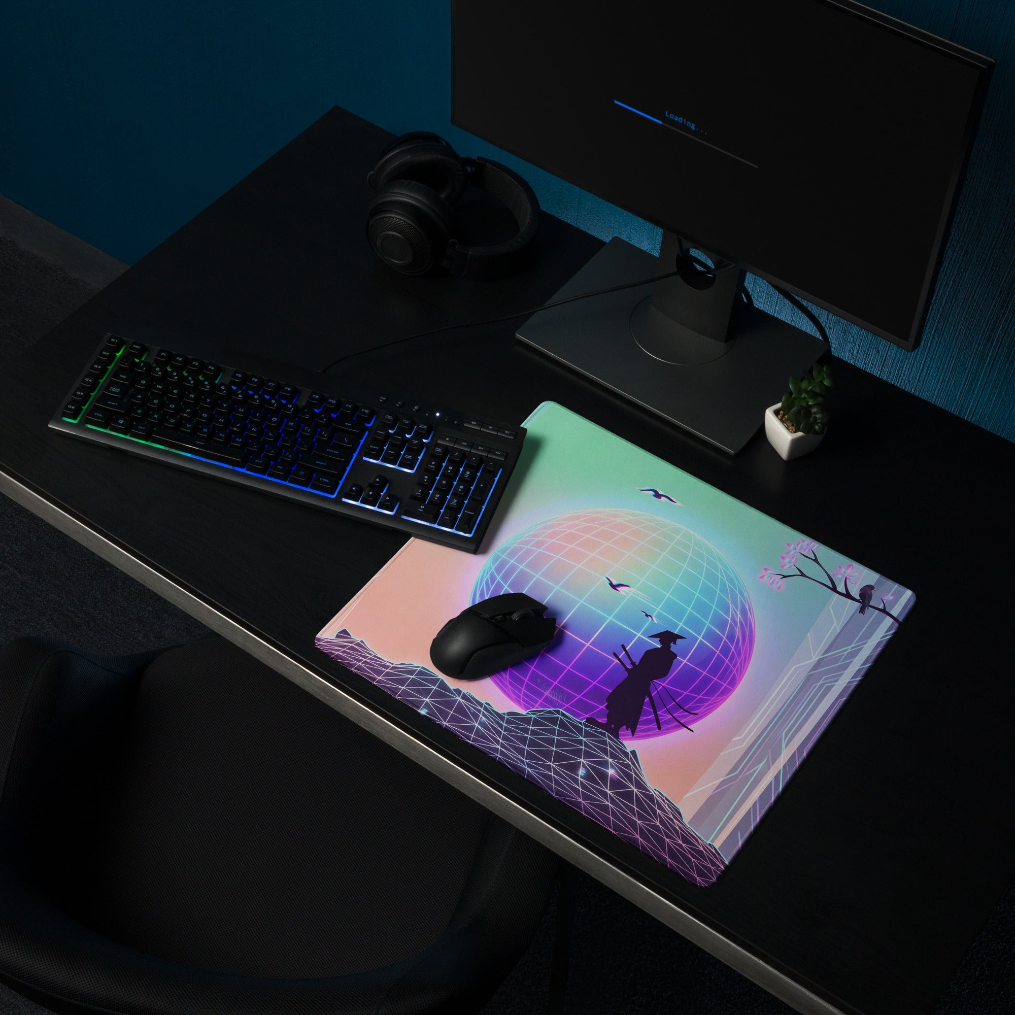 Vaporwave Neon World Mouse Pad - Mouse Pad Neon Pink Blue Desk Setup Vaporwave Dreamy Nostalgic Futurism Mat