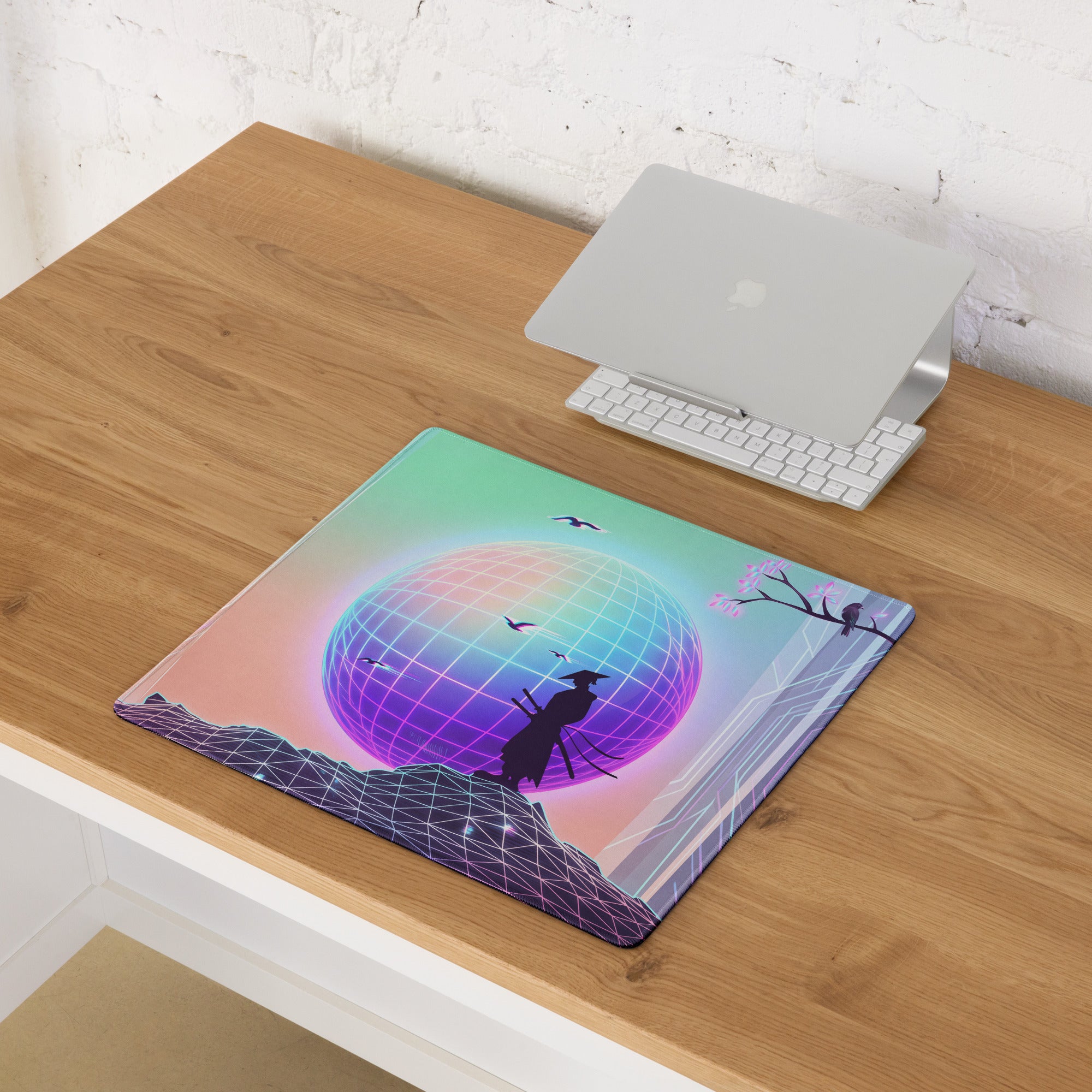 Vaporwave Neon World Mouse Pad - Mouse Pad Neon Pink Blue Desk Setup Vaporwave Dreamy Nostalgic Futurism Mat
