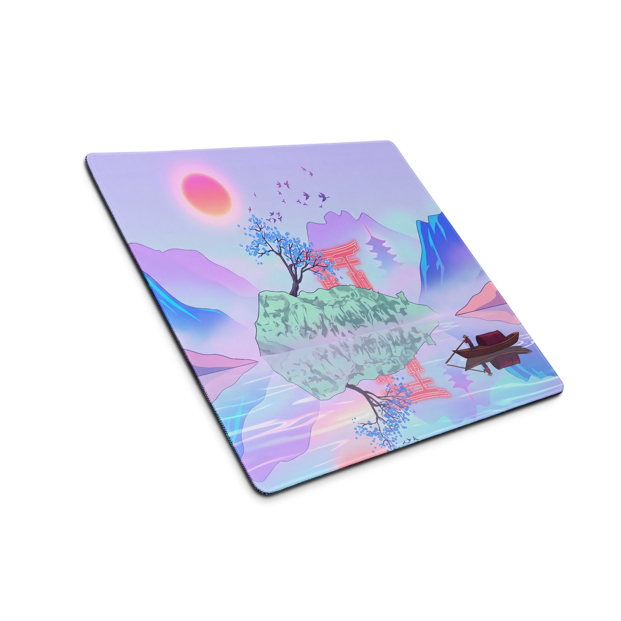 Vaporwave Sunset Mountain Mouse Pad - Mouse Pad Purple Desk Vaporwave Dreamy Mood Gaming Desk Digital Art