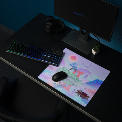 Vaporwave Sunset Mountain Mouse Pad - Mouse Pad Purple Desk Vaporwave Dreamy Mood Gaming Desk Digital Art