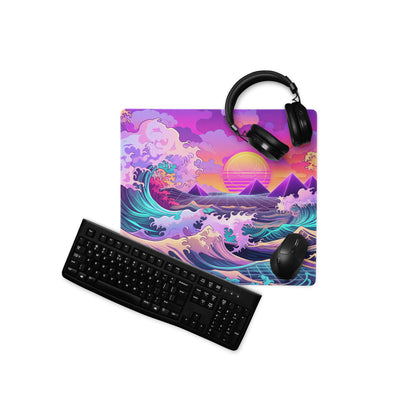 Vaporwave Neon Ocean Mouse Pad - Mouse Pad Neon Purple Pink For Gaming Vaporwave Dreamy Neon Mood Retro Decor Digital Art
