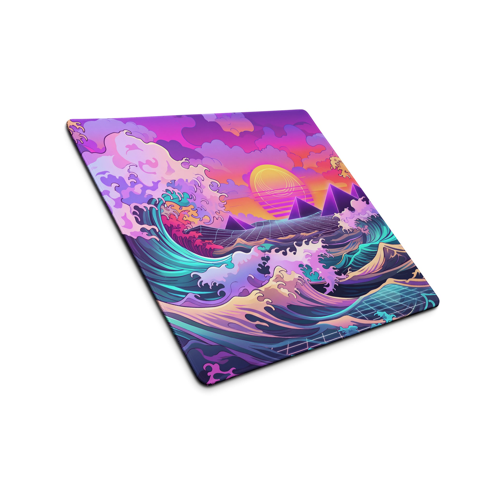 Vaporwave Neon Ocean Mouse Pad - Mouse Pad Neon Purple Pink For Gaming Vaporwave Dreamy Neon Mood Retro Decor Digital Art
