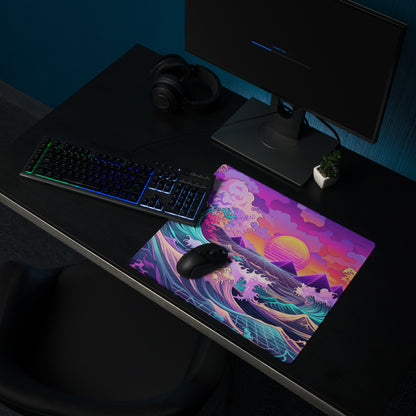 Vaporwave Neon Ocean Mouse Pad - Mouse Pad Neon Purple Pink For Gaming Vaporwave Dreamy Neon Mood Retro Decor Digital Art