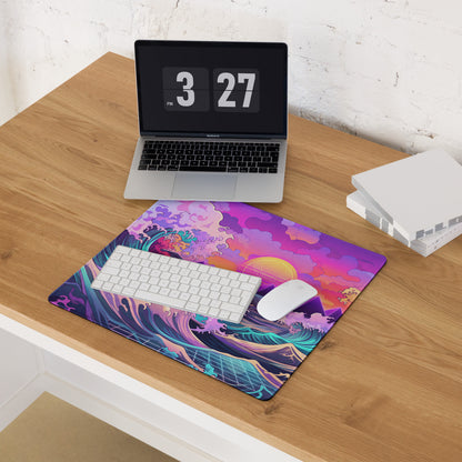 Vaporwave Neon Ocean Mouse Pad - Mouse Pad Neon Purple Pink For Gaming Vaporwave Dreamy Neon Mood Retro Decor Digital Art