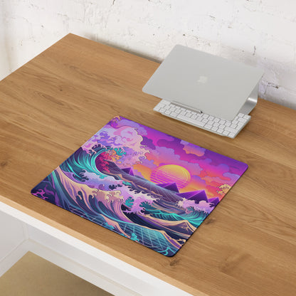 Vaporwave Neon Ocean Mouse Pad - Mouse Pad Neon Purple Pink For Gaming Vaporwave Dreamy Neon Mood Retro Decor Digital Art