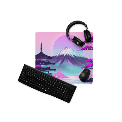 Vaporwave Neon Fuji Pad - Vaporwave Gaming Mouse Pad Pink Purple Gradient Dreamy Mood Neon Decor Digital Art