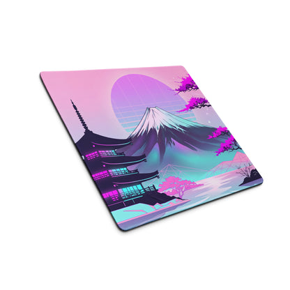 Vaporwave Neon Fuji Pad - Vaporwave Gaming Mouse Pad Pink Purple Gradient Dreamy Mood Neon Decor Digital Art